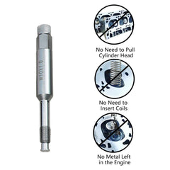 DPTOOL tool inserted in cylinder head demonstrating in-place repair and engine protection