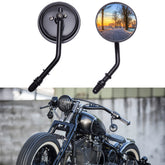 DREAMIZER front view of round mirror showing compact vintage style and improved rear visibility