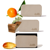 drift front packaging showing three-stone pack and included clip, highlights convenience