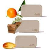 drift front packaging showing three teak stone refills and scent description, clean ingredients benefit