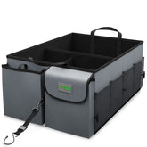 DRIVE front view of trunk organizer showing compartments and tidy storage benefit
