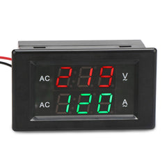 DROK close-up LED readout highlighting clear dual-color voltage and current display