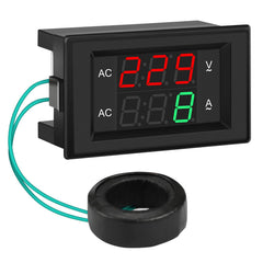 DROK front panel display showing red volts and green amps for quick readings