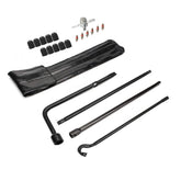 Dr.Roc kit front layout showing complete spare tire tool set and compact bag