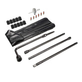 Dr.Roc front view of complete spare tire tool kit showing included pieces and benefits