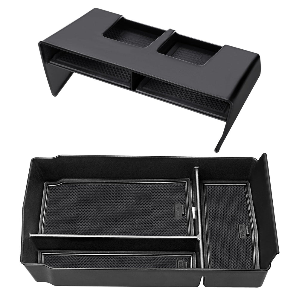 Drytuns front view of center console tray showing organized storage benefit