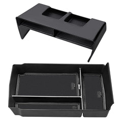 Drytuns front view of center console tray showing organized storage benefit