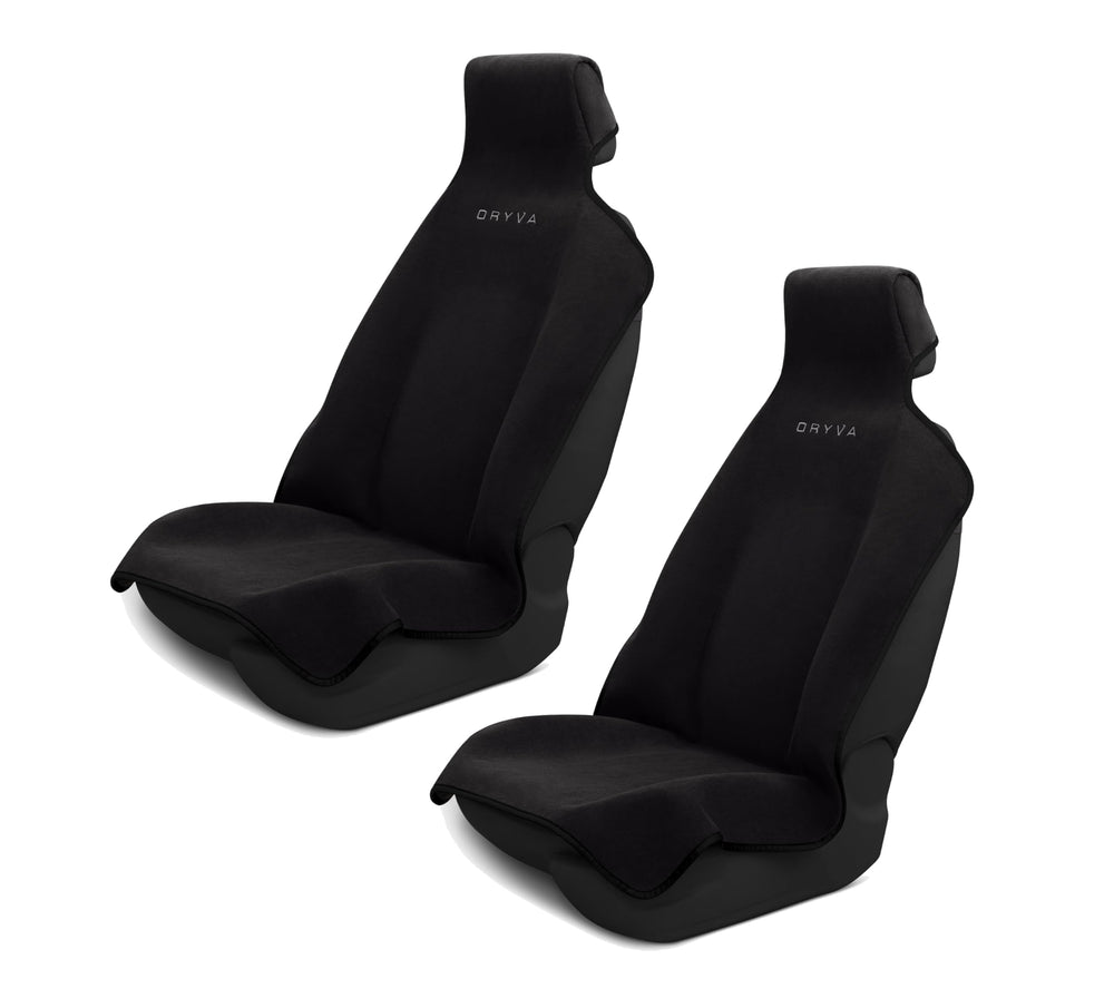 Dryva front view showing full seat coverage and sleek shadow black finish