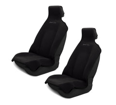Dryva front view showing full seat coverage and sleek shadow black finish
