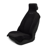 Dryva front view of shadow black cover showing full seat protection and style