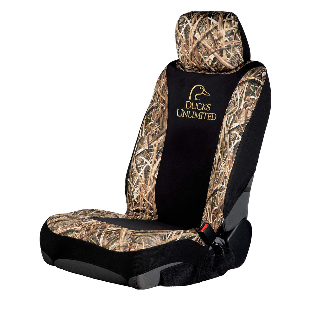 Ducks Unlimited front view seat cover showing full camo protection and fit