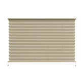 Dulepax front view showing 38x24 cappuccino pleated shade, neat finish and fit
