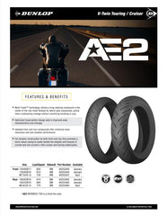 Dunlop AE2 sidewall label and markings showing size and load rating for safety