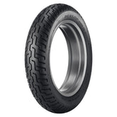 DUNLOP D404 front tire front profile showing tread and silhouette for stable steering