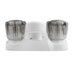 Dura Faucet smoked acrylic knobs close-up for comfortable, modern control