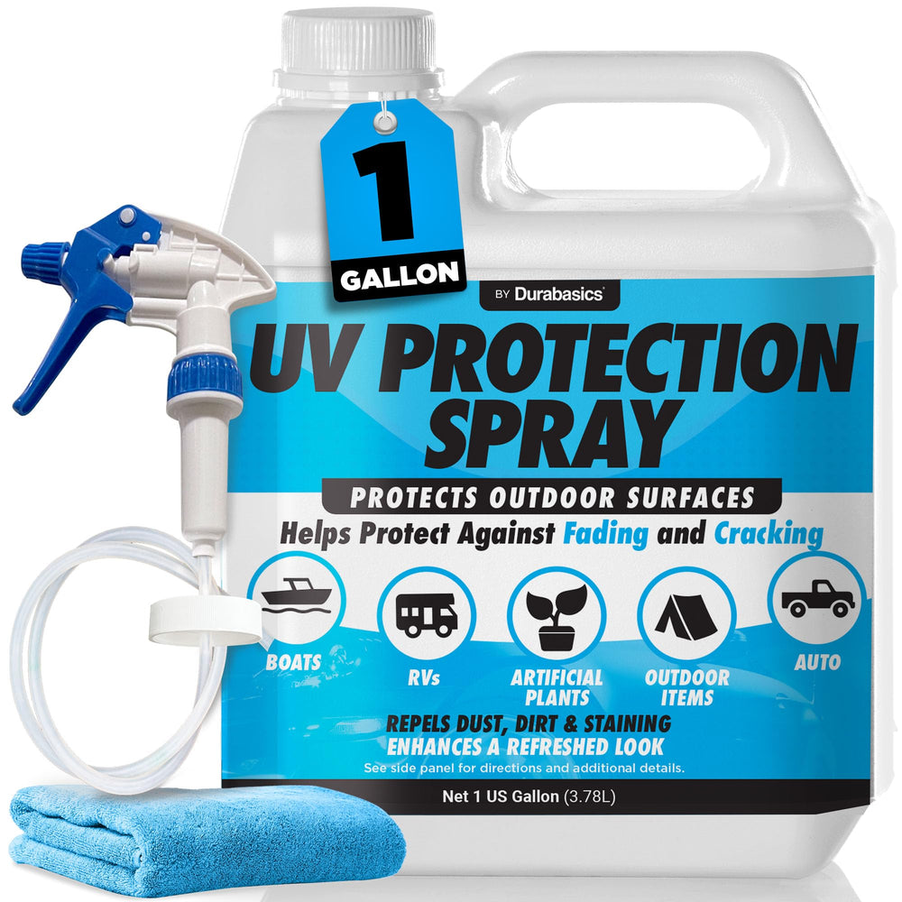 Durabasics front packaging with sprayer and towel, shows included kit benefit