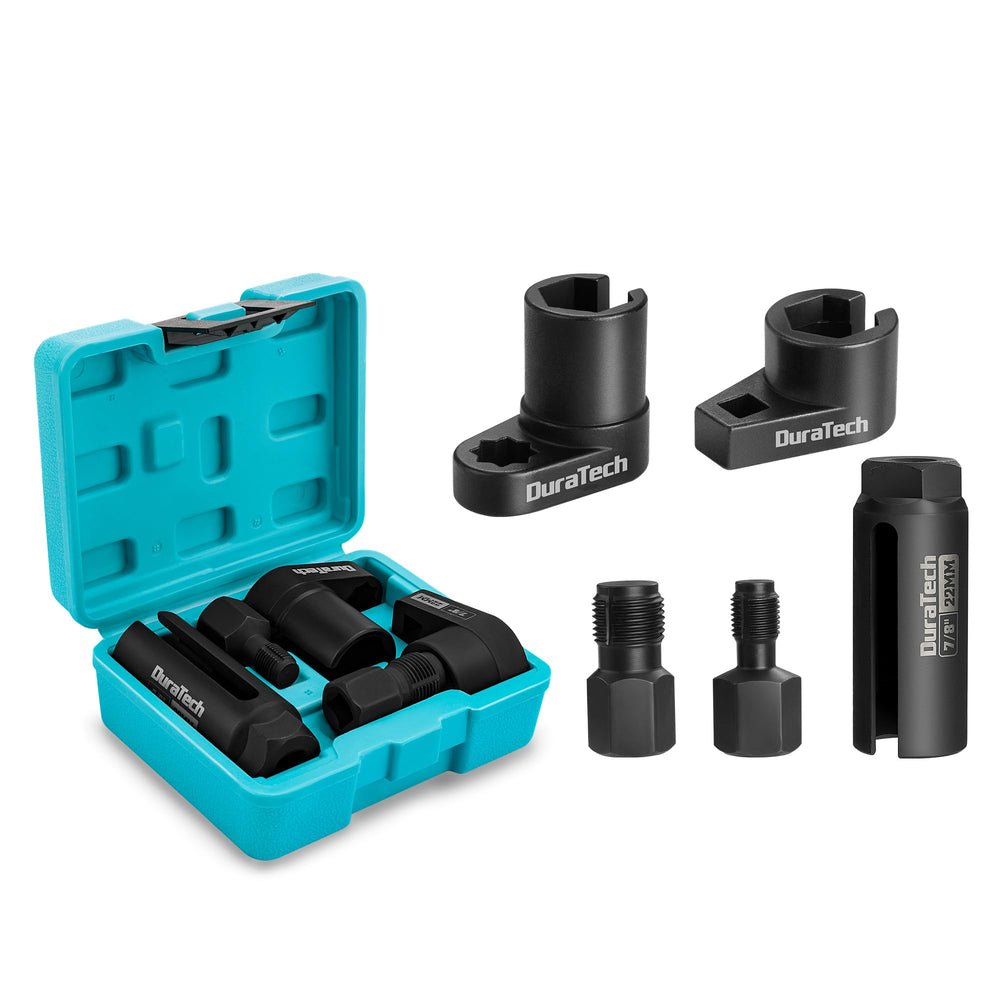 DURATECH front packaging showing the five-piece O2 sensor socket set and benefits