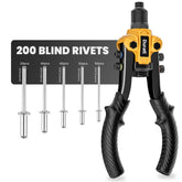 Duratl rivet gun front view showing tool and benefits of leverage