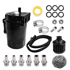DWARFOO front view of oil catch can showing compact durable build and leak prevention