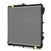 DWVO front view radiator showing direct-fit design and factory-style mounting