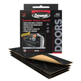 Dynamat door kit front packaging showing four sheets and benefits