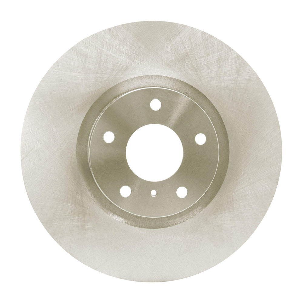 Dynamic Friction Company rear rotor front view showing smooth disc for consistent braking