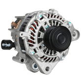 DynaVim Parts alternator front view showing mounting points and pulley for accurate fit