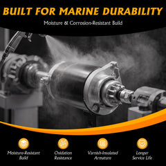 DynaVim Parts starter mounted on outboard illustrating correct fitment