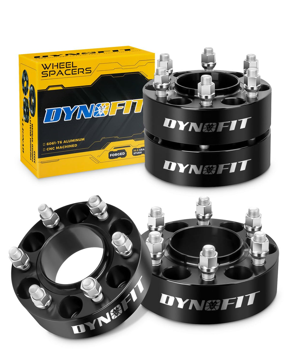 dynofit front view spacers packaging showing four-piece kit and label benefit clarity