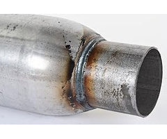 Dynomax Race Bullet close-up weld detail showing durable 100% welded construction benefit