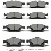 DYZJKWJW brake pads full front and rear kit showing package and clips for a complete replacement