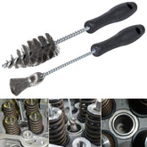 E-cowlboy front view of two stainless-steel injector brushes showing kit benefits