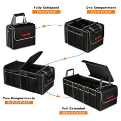 EAROND organizer strapped into trunk showing anti-slip securing straps benefit: stable during driving