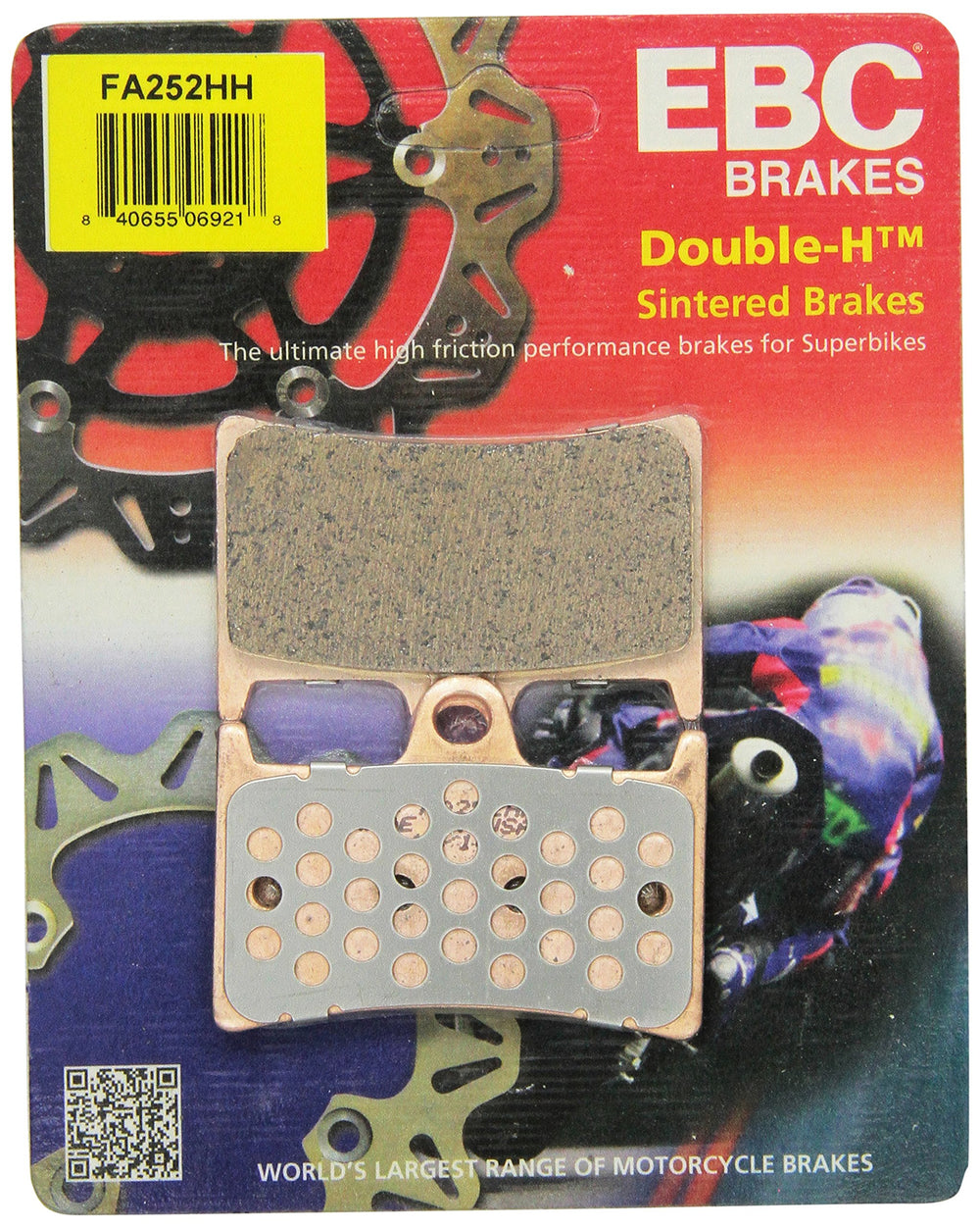EBC FA252HH front view pad set displayed with backing plates and hardware, reliable replacement