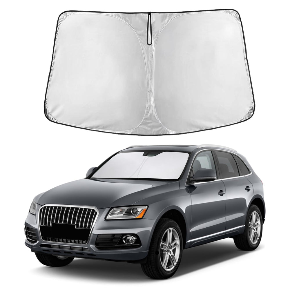 EcoNour front view sunshade fitted on Audi Q5 windshield reduces cabin heat