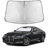 EcoNour front view showing exact BMW 4 Series windshield fit and full coverage benefit