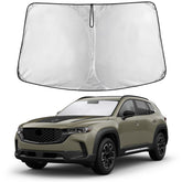 EcoNour front view sunshade showing full windshield coverage and neat fit