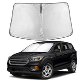 EcoNour sunshade front fit showing full windshield coverage benefit