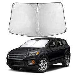EcoNour sunshade front fit showing full windshield coverage benefit