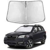 EcoNour front view showing sunshade covering Forester windshield and full protection