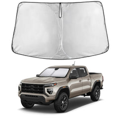 EcoNour front view fully unfolded showing full windshield coverage and protection