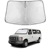 EcoNour front installed on Econoline windshield showing full coverage and neat fit