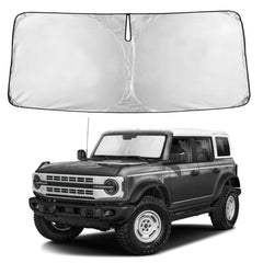 EcoNour front view of sunshade showing precise Bronco fit and complete coverage