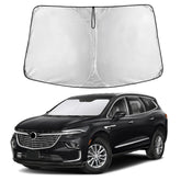 EcoNour front view of sunshade showing full Buick Enclave windshield fit and instant cooling benefit