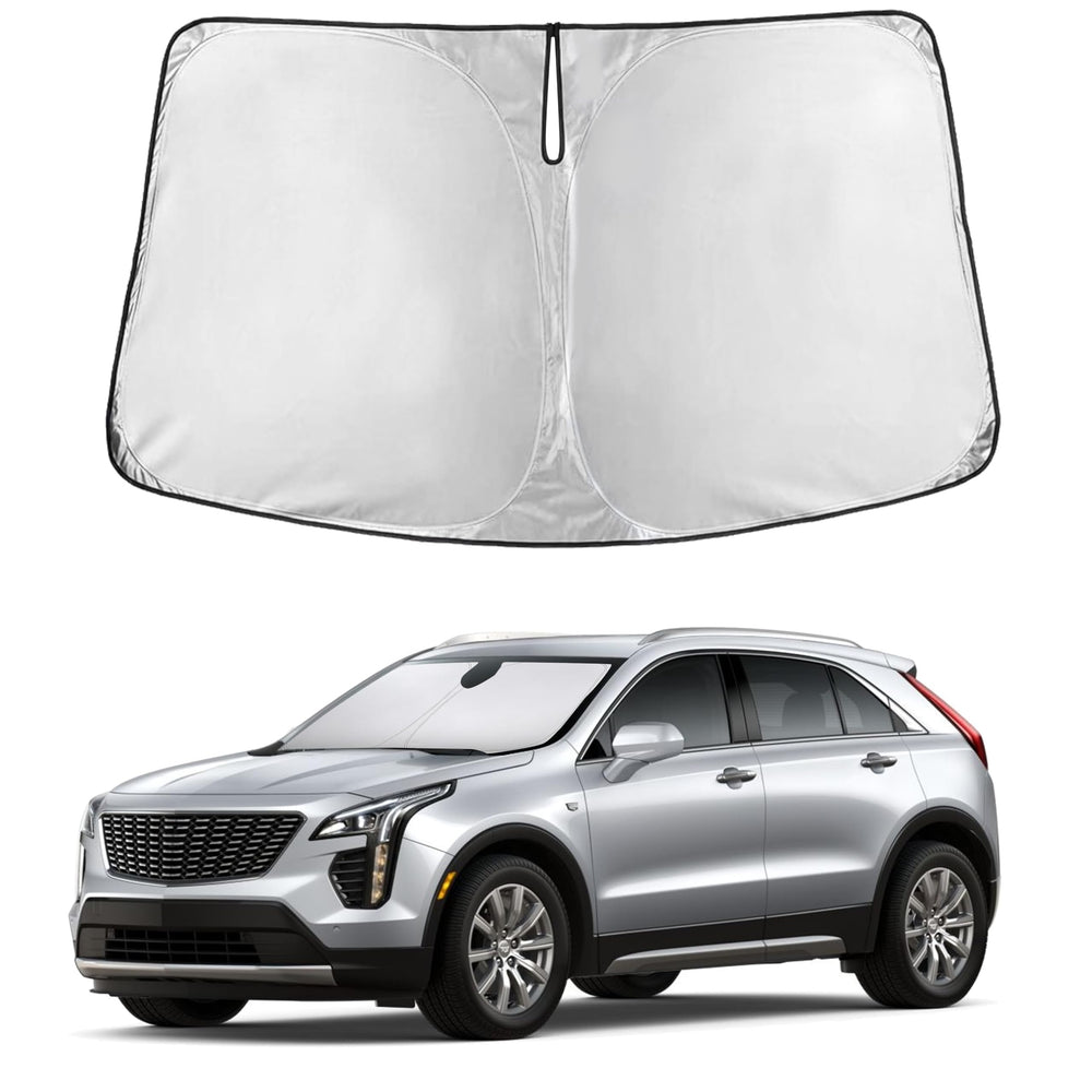 EcoNour front view of sunshade for Cadillac XT4 showing full coverage and protection