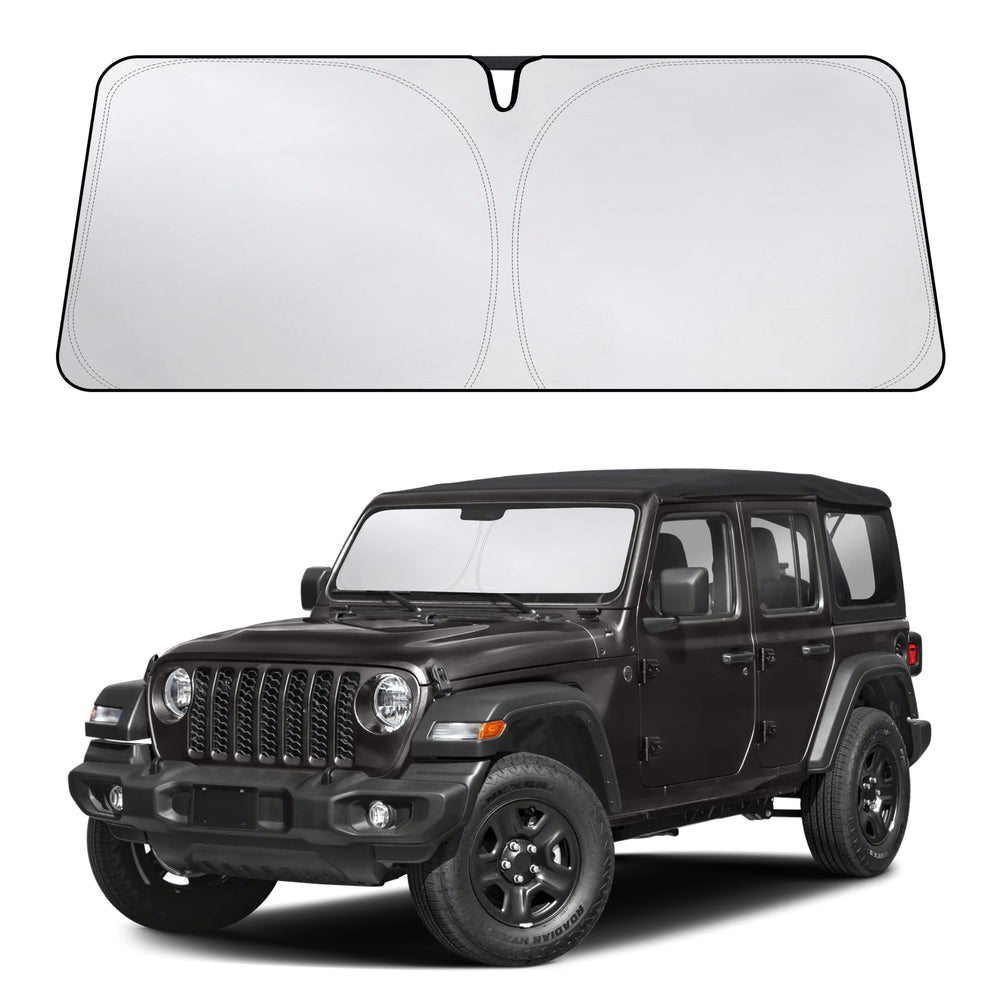 EcoNour front view showing precise Jeep Wrangler windshield fit for protection