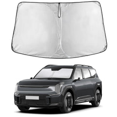 EcoNour front view of sunshade fitting Kia EV9 showing full coverage and protection