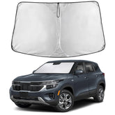 EcoNour front view on Kia Seltos showing full windshield coverage and protection