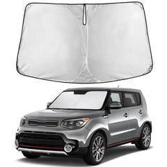 EcoNour front view installed on Kia Soul windshield showing full coverage benefit