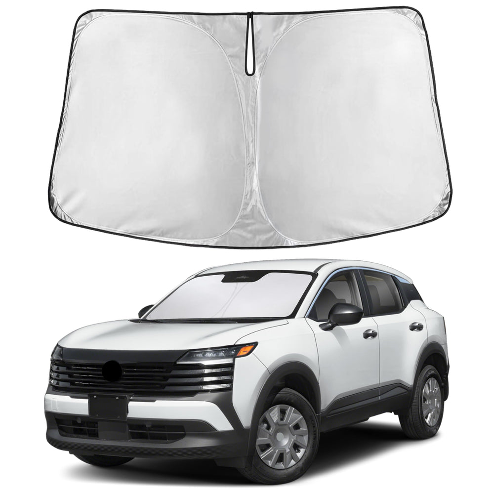 EcoNour front view of windshield sunshade showing full coverage benefit